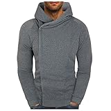 Herren Herbst und Winter Sport Sweatshirt und Freizeit Verdickte Baumwolle Nähte Kontrast Pullover Hoodie, grau, XL