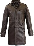 RICANO George, Herren Ledermantel/Kutschermantel aus echtem Neuseeland Lamm Leder in Schwarz und Braun (Braun, 3XL)
