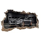 3D Wandtattoo Mauerloch Wandsticker Wandaufkleber Durchbruch Automobile selbstklebend H 60 x B 100 Schlafzimmer Wohnzimmer (WL24)