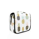 ECHOBU Kulturbeutel, bunte Obst, Ananas, Sommer, Kosmetiktasche, Make-up-Tasche für Damen, Herren, Mädchen, Reisen, mit Aufhängehaken, tragbarer Zubehör-Org