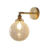 Ruinaza Retro Einfache Wandlampe Schlafzimmer Nachttisch Leselampe Wohnzimmer Gang Korridor Wandmontage Messing Lampenkörper Halterung Licht Glas Lamp