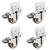 Zlovne 4X Lenkrollen,Möbelrollen,Räder mit Bremse,L-Montageplatte,1/1.25/1.5/2 Zoll,Geeignet für Möbel,Blumenständer,Kripp