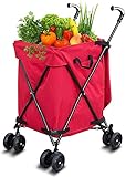 KTDT Lagerregal Leichter Einkaufstrolley Zusammenklappbarer 8-Rad-Shopper mit großer Kapazität Verschleißfester, geräuschloser 360 ° Drehrad und Verstellbarer Griff aus Aluminiumlegierung Faltb