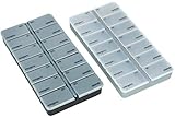 com-four® 2X Medikamentendosierer - Medikamenten-Box für 7 Tage - je 2 Fächer - Pillendose - Pillenbox - Tablettenbox - Wochendosierer zur Aufbewahrung (02 Stück - schwarz/silberfarben)