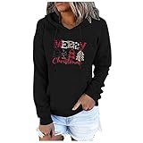 TUDUZ 2021 Weihnachten Kapuzenpullover Damen Hoodie Frauen Longarm Pullover mit Kordelzug Sweatshirt Freizeit Sport Langarmshirt Hoodies Training Pulli Streetwear(A,XXXL)