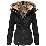 Wintermantel Damen Lang Winterjacke Gefüttert Parka Wasserfallpullover Dicker Warm Funktionsjacke Winddicht Kälteschutz Softshelljacken Oversized Mäntel Steppjacke Funktionjacke Übergangsjack