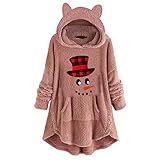 Hoodie Damen Kapuzenpullover Teddy-Fleece Pullover Herbst Winter Warm Oberteil Langarm Einfarbig Casual Sweatshirt,Teenager Mädchen Hoodie Mode Flauschig Langarmshirt Sweatshirt Tops mit Bären O