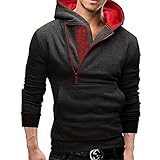 Qienjn Kapuzenpullover Herren Lässige Sport Mode Seitlicher Reißverschluss Hit Farbe Pullover Herren Locker Bequem Neue Herren Pullover Jack