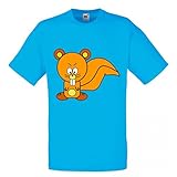 T-Shirt EICHHÖRNCHEN- Tier- WÜTEND- ORANGE- Cartoon- Zeichnung in Blau für Herren- Damen- Kinder- 104-5XL