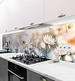 MyMaxxi | selbstklebende Küchenrückwand Folie ohne bohren | Aufkleber Motiv Blume 06 | 60cm hoch | adhesive kitchen wall design | Wandtattoo Wandbild Küche | Wand-Deko | Wandgestaltung