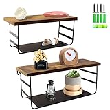 Amazon Brand - Umi 2 Stück Rustikales Schweberegal mit Metal und Holzbrett für Wohnzimmer Arbeitszimmer Schlafzimmer und B