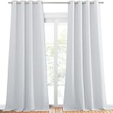 PONY DANCE Vorhang Grau-weiß Wohnzimmer Gardinen Verdunkelung Ösenschal Thermovorhänge für Sonnenschutz & Sichtschutz Gardine, 2er Set H 300 x B 140