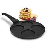 endusor Pancake Pfanne Spiegeleipfanne - Ø26cm mit [PowerShield]-Beschichtung | Induktion Ceran Gas Elektro | 4x Form Maker Eierpfanne für Pancakes Spiegelei Liwanzen Poffertjes Blinis | J