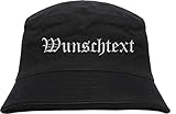 HB_Druck Fischerhut - Bucket Hat mit Wunschtext - Altdeutsch - Bestickt - L/XL Stickfarbe: W