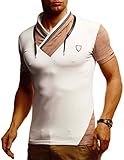 Leif Nelson Herren Sommer T-Shirt Stehkragen Slim Fit Casual Baumwolle-Anteil Cooles weißes schwarzes Männer Kurzarm-T-Shirt lang LN805 Beige M