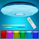 LED Deckenlampe Dimmbar Sternenhimmel, 24W Ø32cm LED Deckenleuchte Farbwechsel Lampe mit Fernbedienung für Küche Wohnzimmer Schlafzimmer, RGB Warmweiß Neutralweiß Kaltweiß