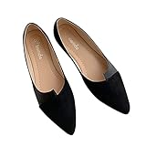 Geilisungren Spitze Pumps Damen Mit Absatz Slip-On Orthopädische Wanderschuhe Damen Geschlossene Ballerinas Flache Schuhe mit Schleife Frauen Bequeme Mokassins Damen Schwarz Mit Riemchen D
