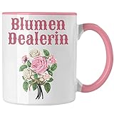 Trendation - Blumen Dealerin Floristin Floristik Geschenk Abschluss Ausbildung Blumen Verkäuferin Geschenkidee Lustig (Rosa)