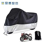 Big Ant Motorradabdeckung,Motorrad Abdeckplane Outdoor,Wasserdicht Moped Abdeckung Winterfest Abdeckplane Motorrad, Roller Regenschutz,Sonnenschutz Fit Alle Motorräder-Black&S