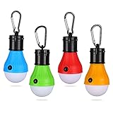 Yizhet Campinglampe, 4xLED Campinglampe LED Camping Laterne Zeltlampe Glühbirne Set, Notlicht mit Karabiner Wasserdicht Tragbare Camping Lantern LED für Camping,Abenteuer,Angeln,Notfall, S