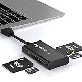 Rocketek USB 3.0 SD/TF Kartenleser USB Card Reader Adapter 4 Steckplätze SD/Micro SD Kartenlesegerät für SDXC, SDHC, SD, MMC, RS-MMC, Micro SDXC, Micro SDHC Karte - kompatibel mit Windows/Mac/OS