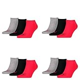 Puma Unisex Sneaker Sportsocken 12 x Paket (43-46, rot/schwarz/grau)