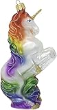 Impuls Christbaumschmuck Glas 12cm Einhorn mundgeblasen handbemalt Weihnachtskugeln weiß b