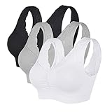 Vertvie Damen 1/2/3/4 Packs Ohne Buegel Sports BH Push up Yoga Bra Stretch Elastizität Bustier Atmungsaktiv Lauf Joggen Yoga Bra Oberteiles Tops Schwarz+Weiß+Grau,XL