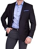 Unbekannt Herren Sakko klassisch Reverskragen Blazer Zweiknopf Jackett Anzug Slim Fit bequem, Größe 42, schw