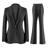 Wemaliyzd Damen 2-teilige Business-Anzüge Peak Revers Slim Fit Büro Lady Blazer Hose - Grau - M