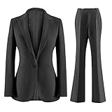 Wemaliyzd Damen 2-teilige Business-Anzüge Peak Revers Slim Fit Büro Lady Blazer Hose - Grau - M