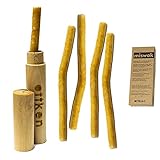 4x Miswak - Natürliche Zahnbürste aus Holz mit hochwertigem Bambus Reiseetui - Swak Stick im vierer Set 100% vegane Holzzahnbürste mit Mineralien für gesunde Z