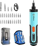 4V Akkuschrauber, GoGonova wiederaufladbarer Akku Schrauber mit 3 Drehmoment, 1500 mAh Drehwerkzeug mit 28 tlg. Zubehör, magnetischem Armband, Doppel-LED L