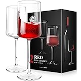 Kristall Rotweingläser, Kollea Handgeblasen Rotweingläser 2er Set, Moderne Quadratische Rot- und Weißweingläser, Bleifreies Weingläser Rotwein, Geschenke für Frauen, Männer, Hochzeit, Jubiläum -450ML