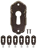 FUXXER® - 6x Antike Schlüssel-Schilder, Schloss-Rosetten, Schloss-Beschläge, Abdeckung für Schlösser, Schlüssel-Loch, Vintage Messing Bronze Jugendstil, Art Deco Design, 6er Set, 38 x 18