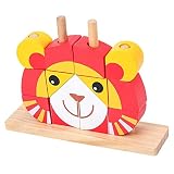 TUANDUIRG. Frühkindliche Bildung for Kinder, Tierform Matching Spielzeug, Spaß und Sich ständig verändernden Building Blocks, kreativ und vielseitig Holz Bildungs-Spielzeug (Color : Lion)