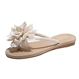 Dorical Sommer Hausschuhe Damen Zehentrenner Flip Flops Strandschuhe Sandalen Blumen Flache Slippers Pantoffeln Badelatschen Sandaletten Badeschuhe Schlappen S