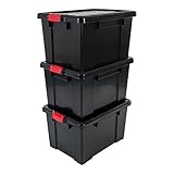 Iris Ohyama, 3er-Set, Aufbewahrungsbox, DIY, 68 L, mit Clips, stapelbar, Garage - Power Box SK-700 - Schw