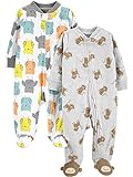 Simple Joys by Carter's 2-Pack Fleece Footed Sleep Play infant-and-toddler-sleepers, Eule/Affe, 3-6 M