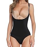 SLIMBELLE Shapewear Figurformender Damen Body Stark Formend Figurformend Miederbody Shaping Bodysuit Formbody Sexy Body Shaper Tanga Schwarz Beig