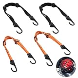 KONUNUS 4 Stück Fahrrad Spanngurt Gepäckspanner mit Haken 60-105cm Verstellbarer Expander Spanngurte Kurz Zurrgurte Gummiband Spangurte Gepäckgurt für Gepäckträger Fahrradgepäckträger Motorrad Gepäck