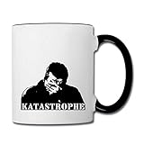 Spreadshirt Katastrophe Statement Spruch Fernsehsendung Tasse zweifarbig, Weiß/Schw
