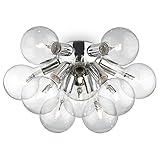 Deckenleuchte Deckenlampe & Deckenlicht Deckenleuchte aus Glas und in Chrom 10x DEA E27 Metall Wohnzimmer Flur | 10-flammig