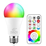 LED Glühbirne 120 Farben 10 Watt RGBW Farbige Leuchtmittel RGB+Weiß Lampe Edison Farbige Leuchtmitte Farbwechsel Lampen -E27 Fassung LED Birnen - Kabellos Fernbedienung ink