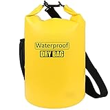 AILGOE Dry Bag 5L/10L/15L/20L/25L/30L/40L Leicht Wasserfester Rucksack/wasserdichte Tasche/Trockensack mit lang Verstellbarer Schultergurt für Boot und Kajak Wassersport Treiben(Gelb,5L)