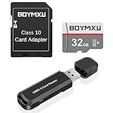 BOYMXU TF Speicherkarte 32 GB, TF Karte mit Adapter, High Speed UHS-I Karte, Klasse 10, Speicherkarte mit USB 3.0 Kartenleser, Schw