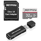 BOYMXU TF Speicherkarte 32 GB, TF Karte mit Adapter, High Speed UHS-I Karte, Klasse 10, Speicherkarte mit USB 3.0 Kartenleser, Schw