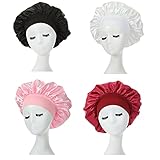 Schlafmütze 4pcs Weiche Schlafhaube Schlafmütze Elastische Nacht Schlaf Mütze Schlafen Atmungsaktive Kopfbedeckung Schlafhaube Kappe Weich Sleep Cap Duschhaube für Damen Kinder Schlafen Haarpfleg