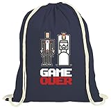 ShirtStreet Junggesellenabschieds JGA Hochzeit natur Turnbeutel Married Couple Pixel Game Over, Größe: onesize,dunkelb