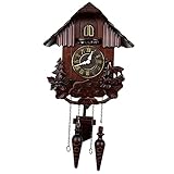 WECDS-PE Handgefertigte Quarz-Kuckucksuhr, Vintage Wanduhren Pendel beweglicher Vogel, Tänzer, Wassermühle, viele Verschiedene M